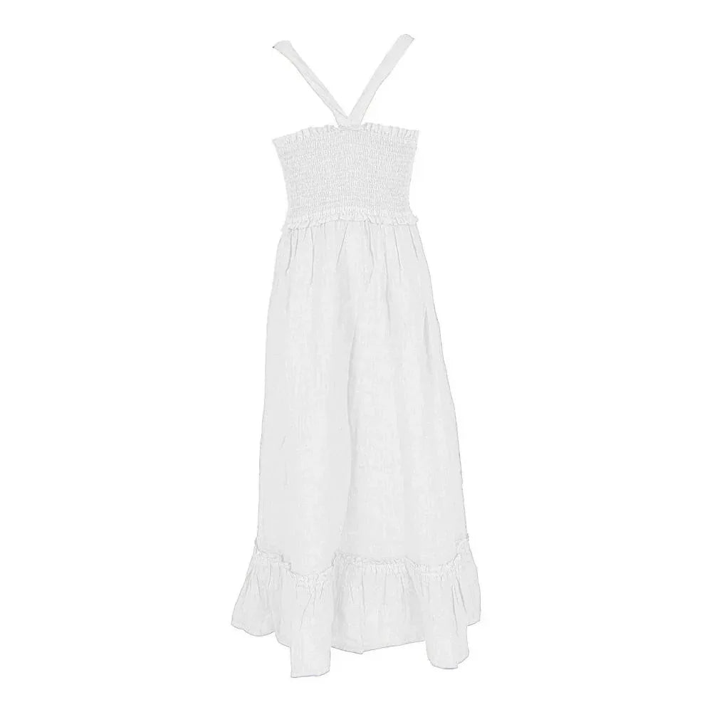 Yes Zee White Linen Casual Dress - Zeiniez