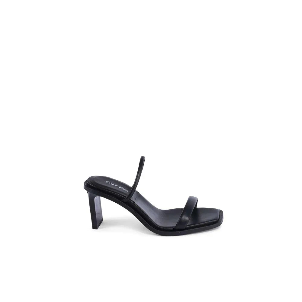 Calvin Klein Black Leather Stiletto Heel Sandals - Zeiniez