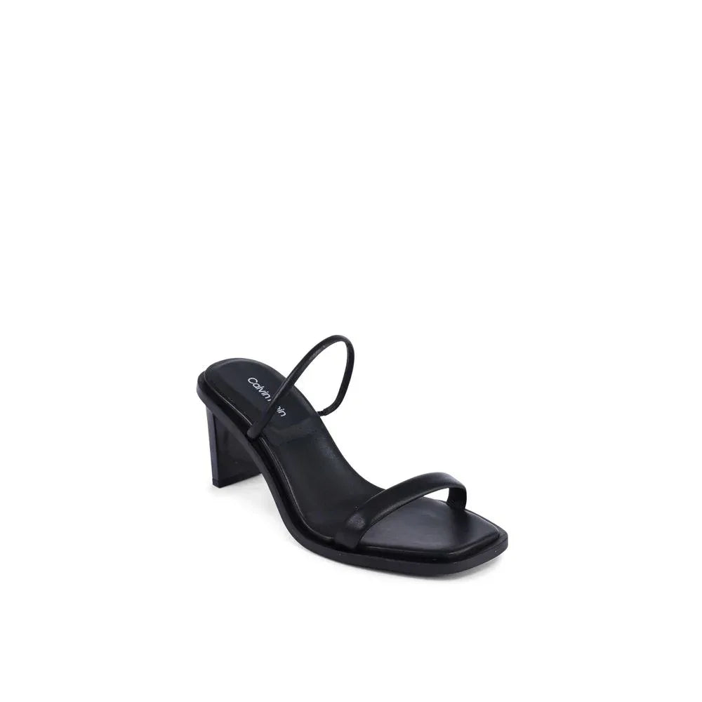 Calvin Klein Black Leather Stiletto Heel Sandals - Zeiniez
