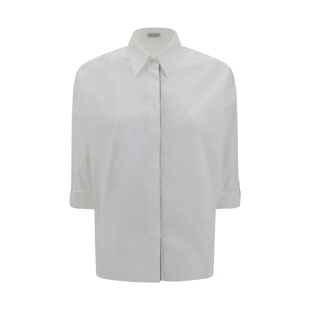 Brunello Cucinelli White Cotton Dress Shirt - Zeiniez
