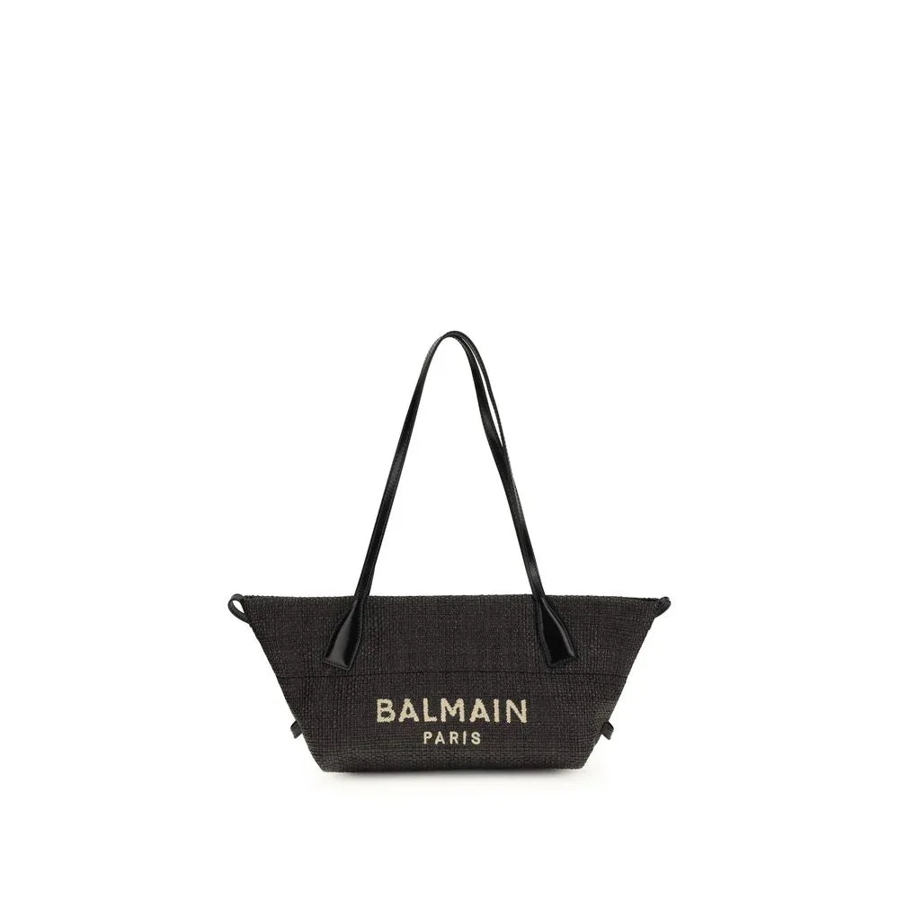 Balmain Black Raffia Shoulder Bag - Zeiniez