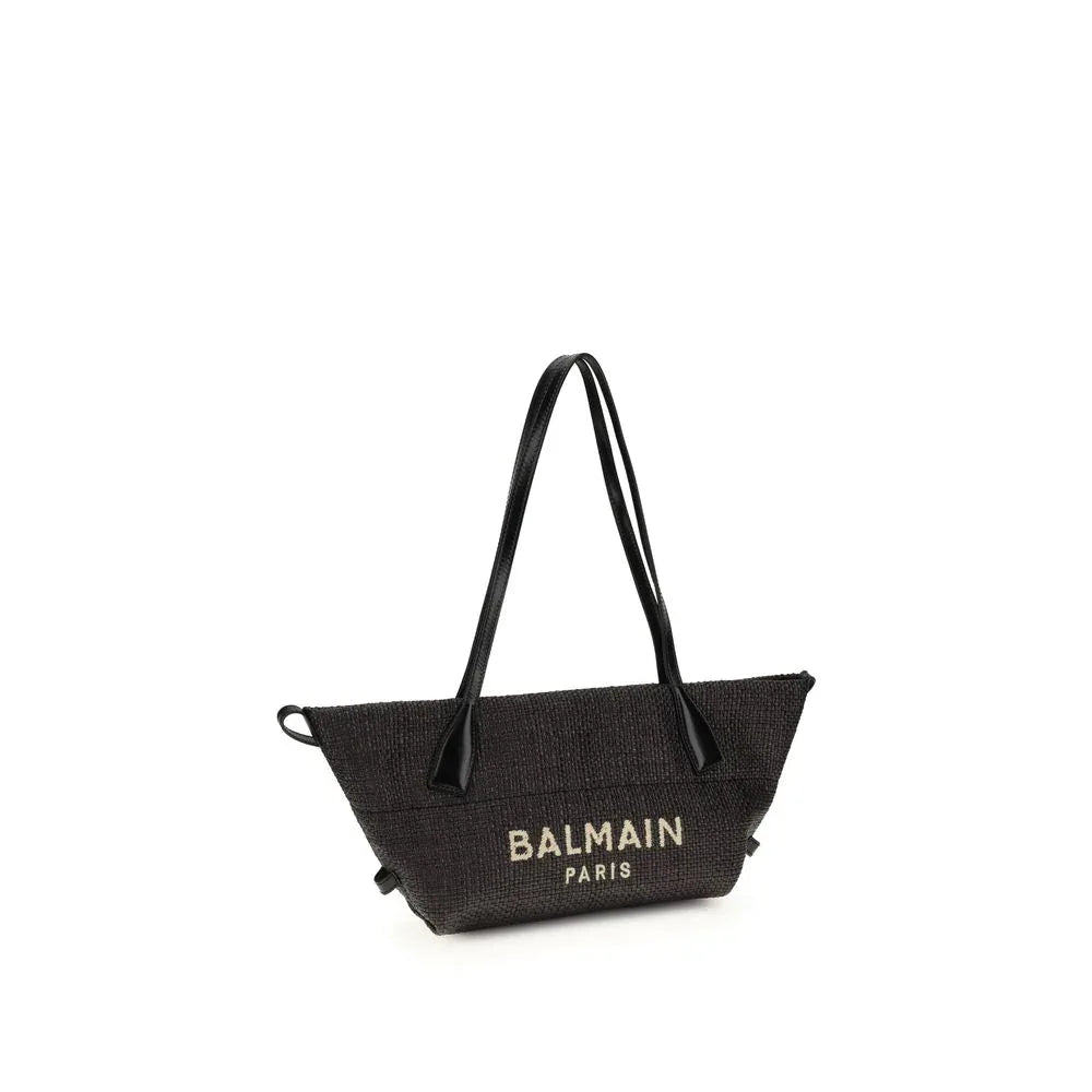 Balmain Black Raffia Shoulder Bag - Zeiniez