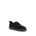 Santoni Black Calf Leather Bos Taurus Low Top Sneakers - Zeiniez