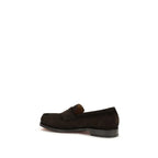 Santoni Brown Calf Leather Bos Taurus Slip-On Loafers - Zeiniez