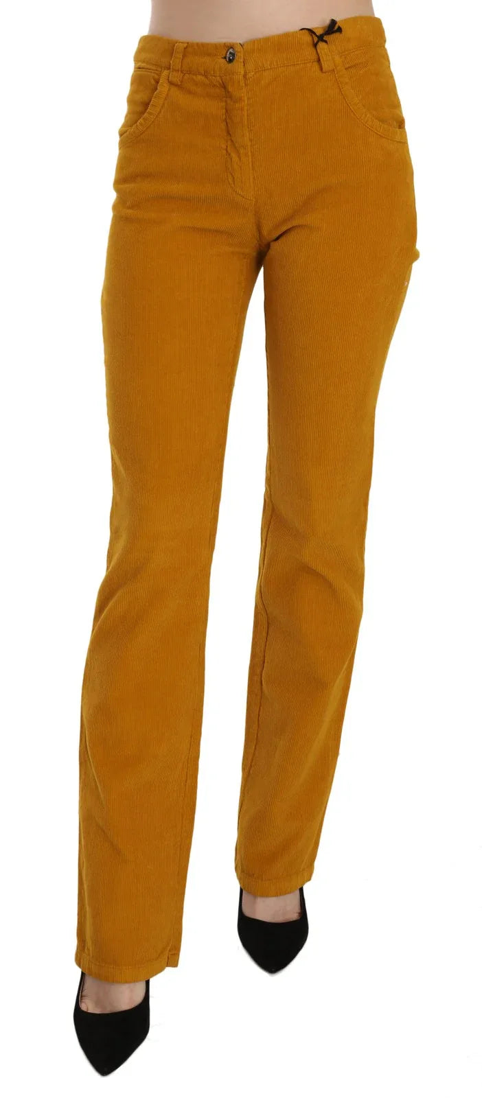 Costume National Orange High Waist Straight Trouser Pants - Zeiniez