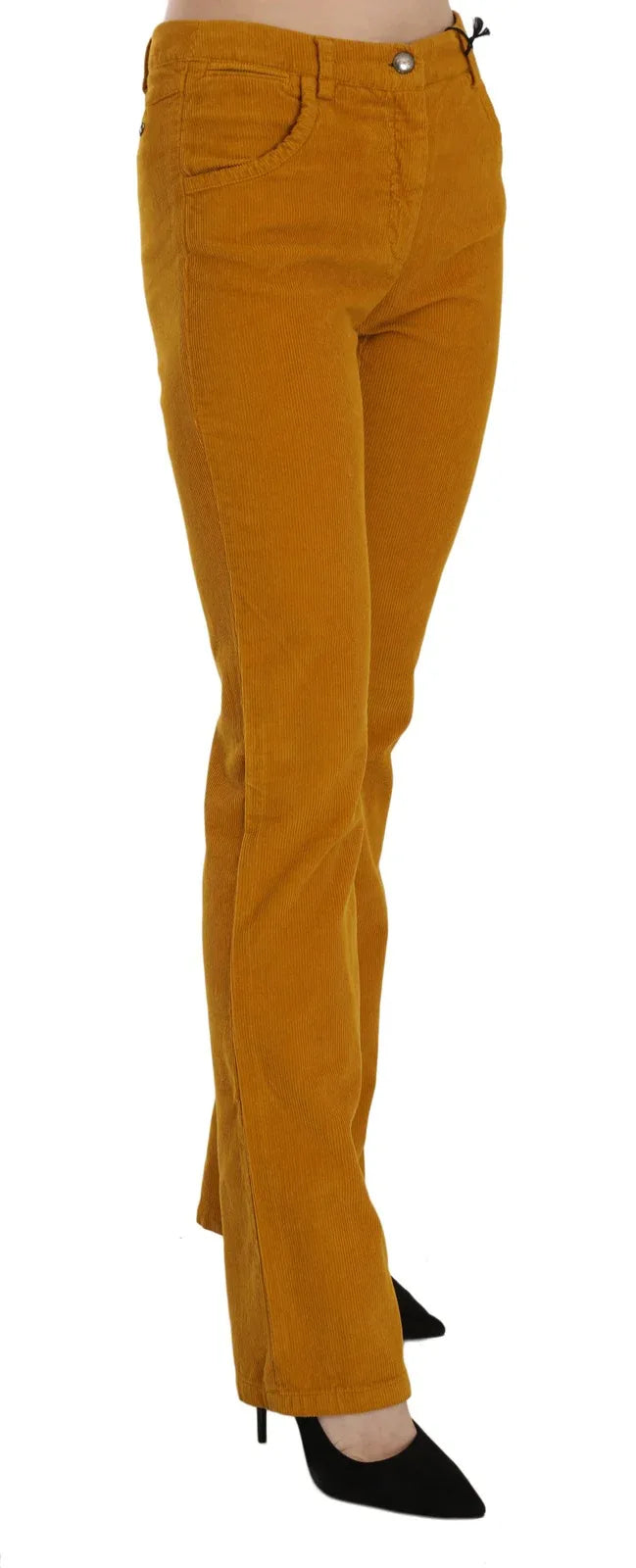 Costume National Orange High Waist Straight Trouser Pants - Zeiniez