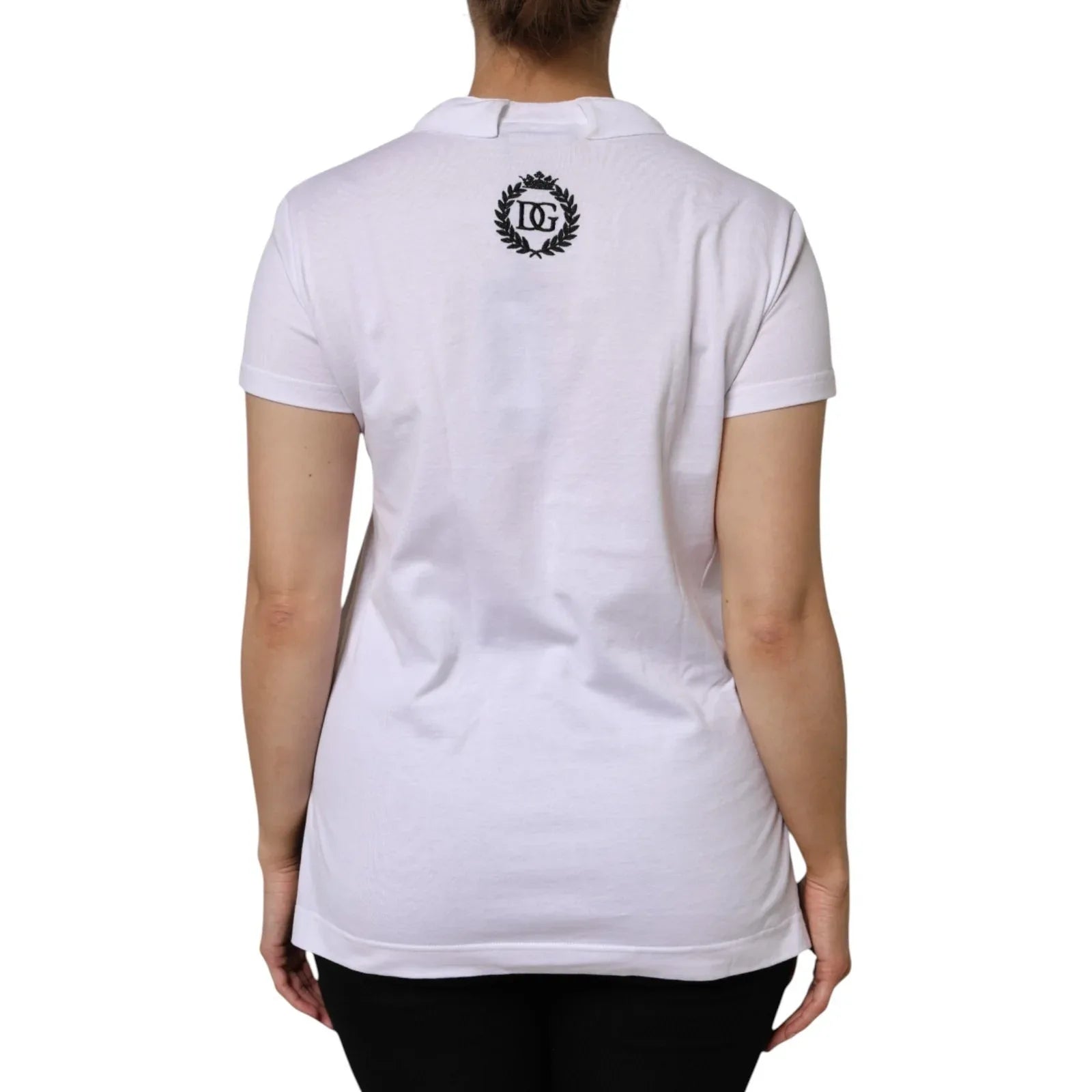 Dolce & Gabbana White V-Neck Cotton Short Sleeves T-shirt - Zeiniez