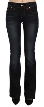 John Galliano Blue Washed Mid Waist Regular Leg Boot Cut Denim Jeans - Zeiniez