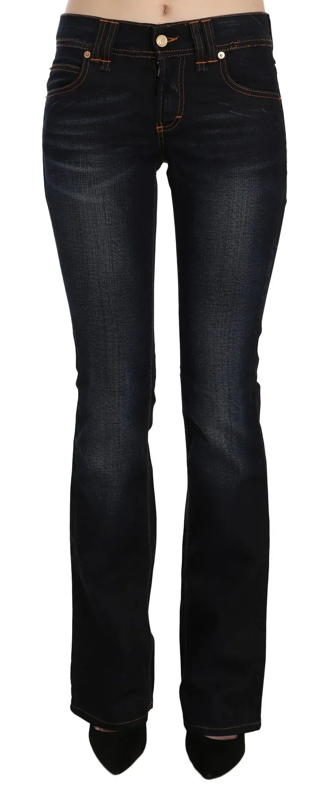 John Galliano Blue Washed Mid Waist Regular Leg Boot Cut Denim Jeans - Zeiniez