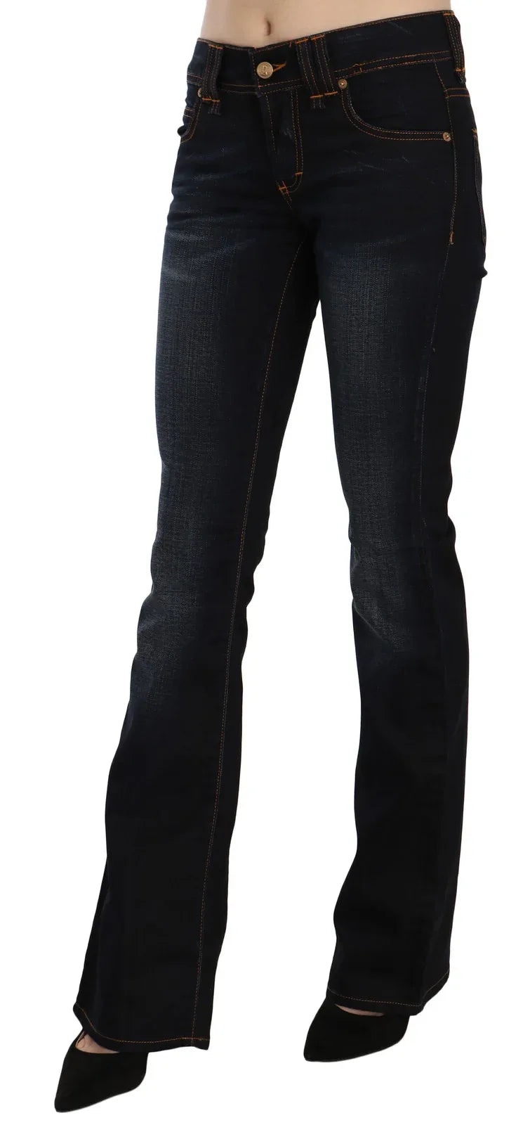 John Galliano Blue Washed Mid Waist Regular Leg Boot Cut Denim Jeans - Zeiniez