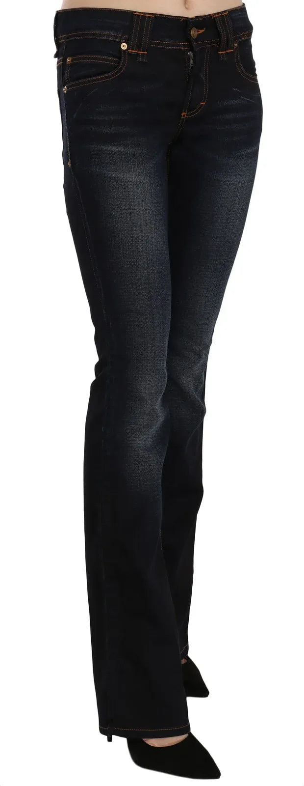 John Galliano Blue Washed Mid Waist Regular Leg Boot Cut Denim Jeans - Zeiniez