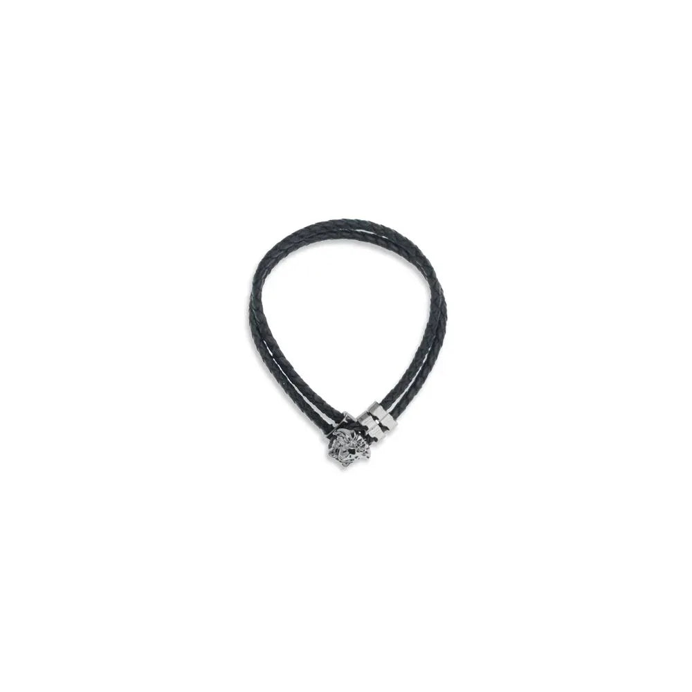 Versace Black Calf Leather Bos Taurus Bracelet - Zeiniez