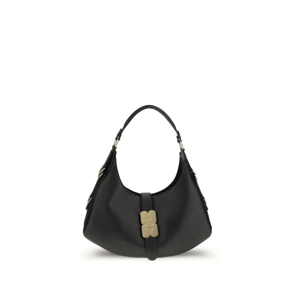 Ganni Black Calf Leather Bos Taurus Shoulder Bag - Zeiniez
