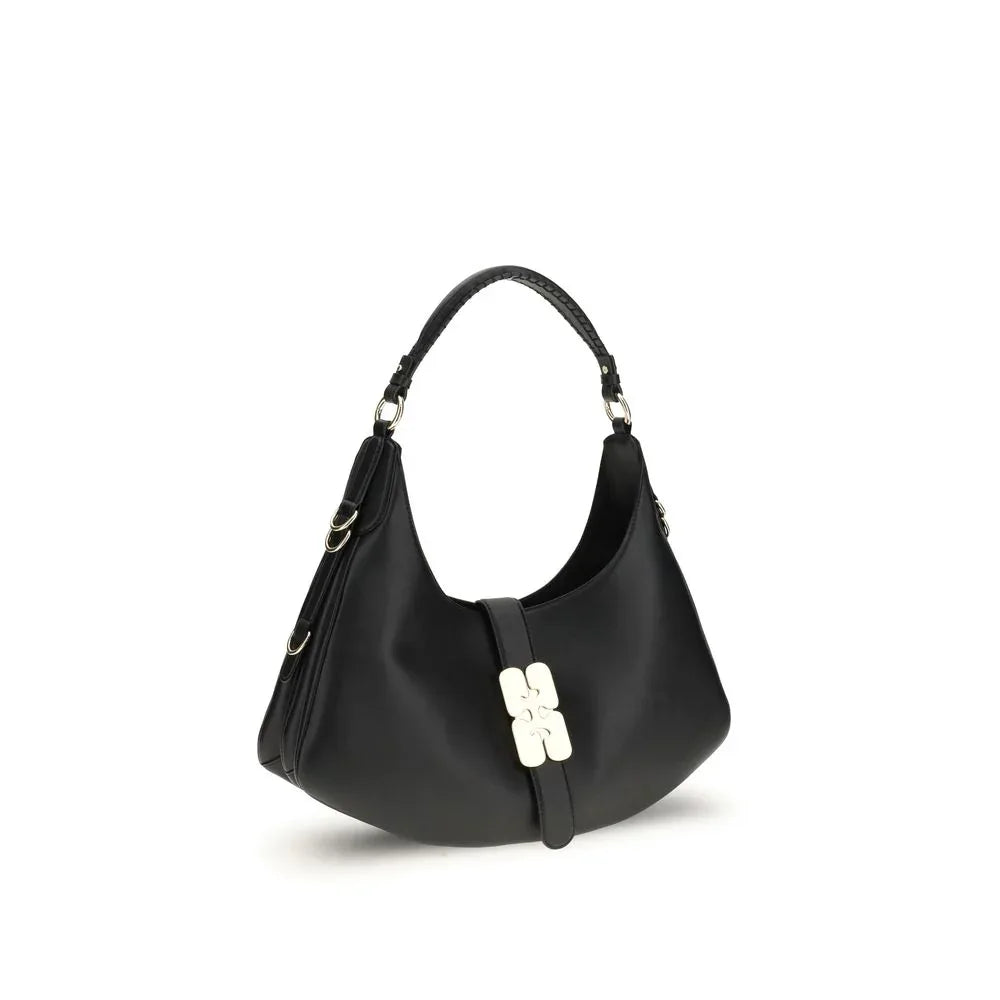 Ganni Black Calf Leather Bos Taurus Shoulder Bag - Zeiniez