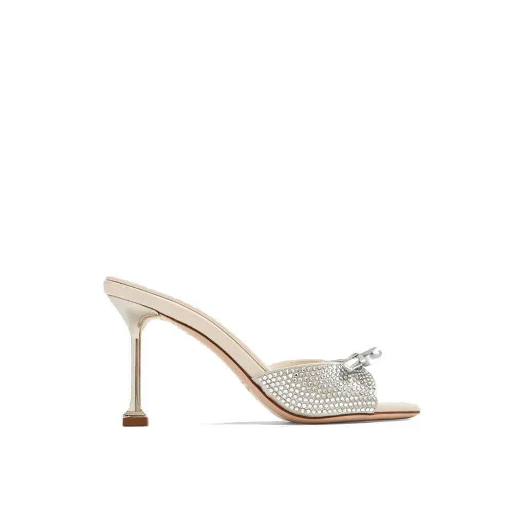 Miu Miu Silver Silk Mules - Zeiniez