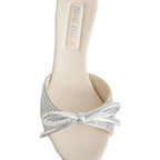 Miu Miu Silver Silk Mules - Zeiniez