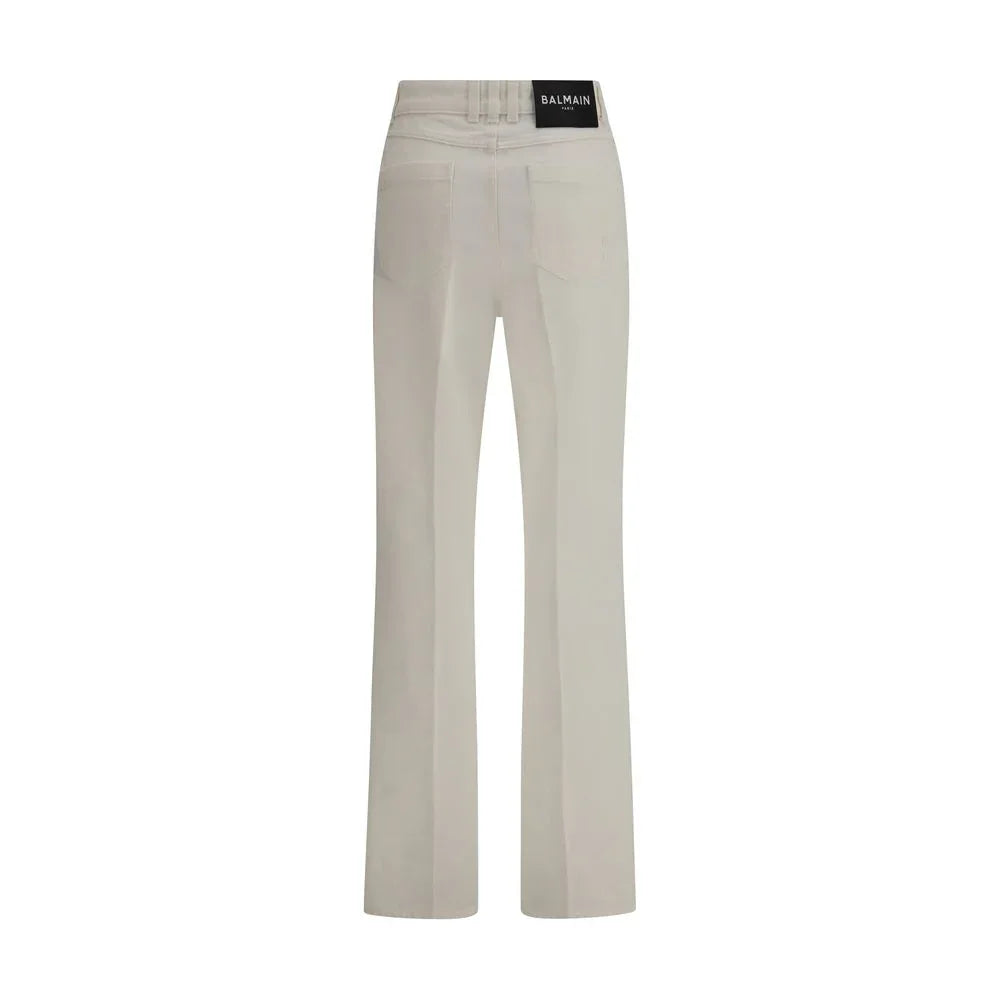 Balmain White Cotton Straight-Leg Jeans - Zeiniez