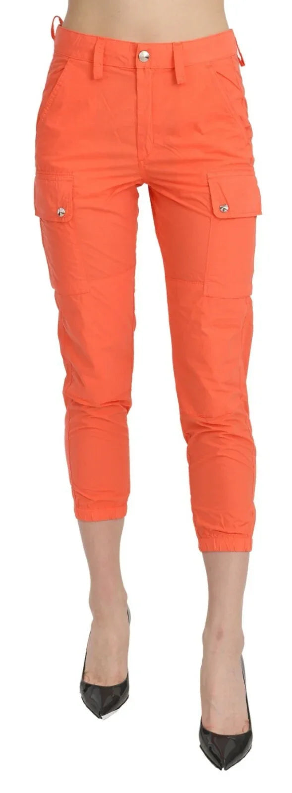 CYCLE Cotton Orange High Waist Skinny Cropped Trouser Pants - Zeiniez