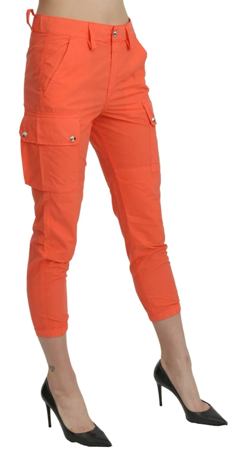 CYCLE Cotton Orange High Waist Skinny Cropped Trouser Pants - Zeiniez