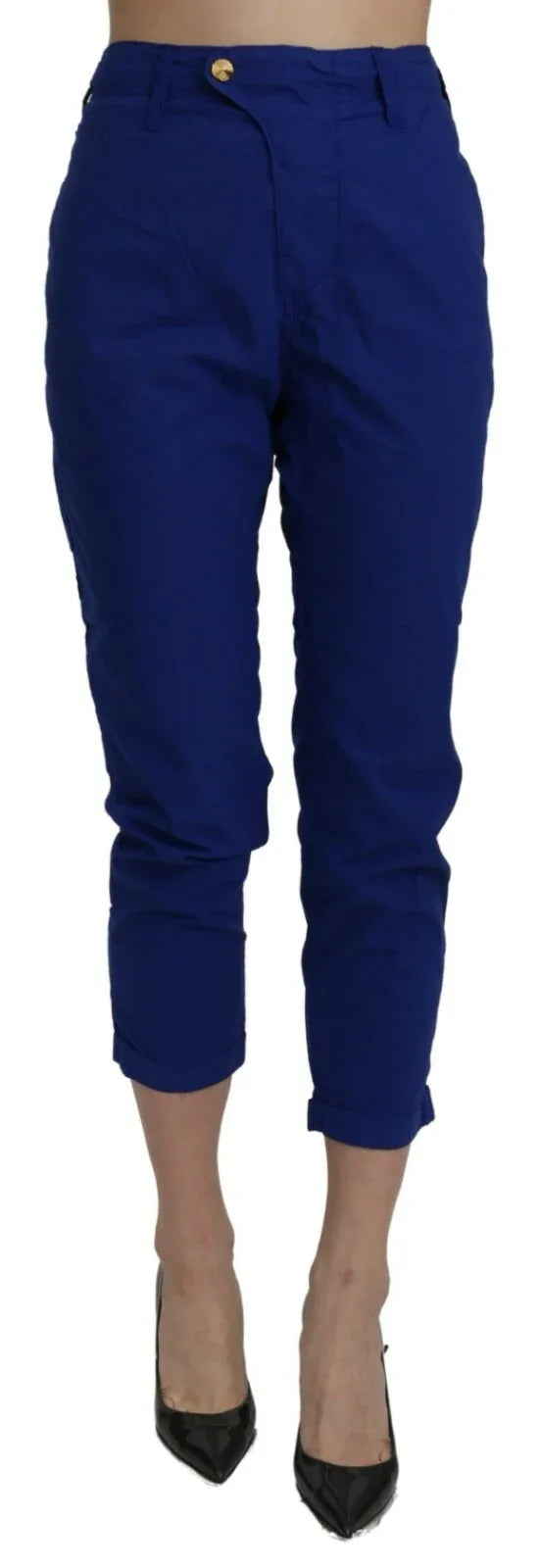 CYCLE Cotton Royal Blue High Waist Skinny Cropped Trouser Pants - Zeiniez