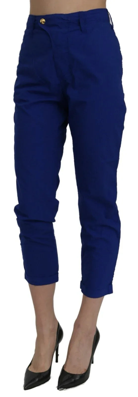 CYCLE Cotton Royal Blue High Waist Skinny Cropped Trouser Pants - Zeiniez