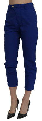 CYCLE Cotton Royal Blue High Waist Skinny Cropped Trouser Pants - Zeiniez