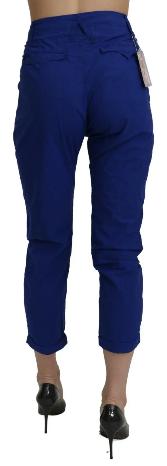 CYCLE Cotton Royal Blue High Waist Skinny Cropped Trouser Pants - Zeiniez