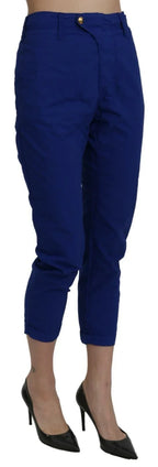 CYCLE Cotton Royal Blue High Waist Skinny Cropped Trouser Pants - Zeiniez