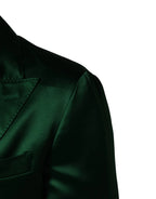 Dolce & Gabbana Green Satin Double Breasted Jacket Blazer - Zeiniez