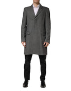 Dolce & Gabbana Gray Single Breasted Men Trench Coat Jacket - Zeiniez
