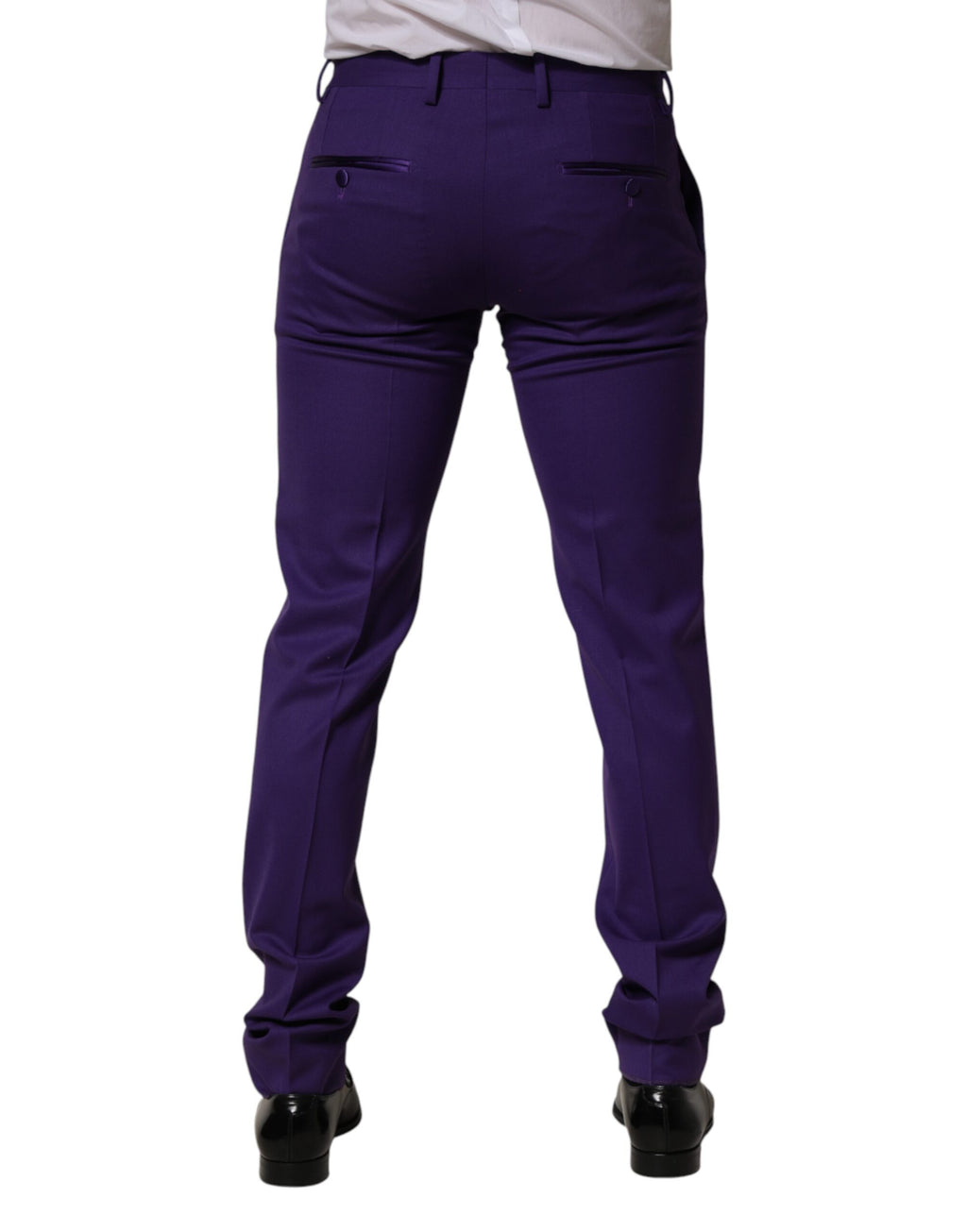 Dolce & Gabbana Purple Wool Skinny Dress Men Trouser Pants