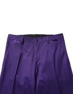 Dolce & Gabbana Purple Wool Skinny Dress Men Trouser Pants