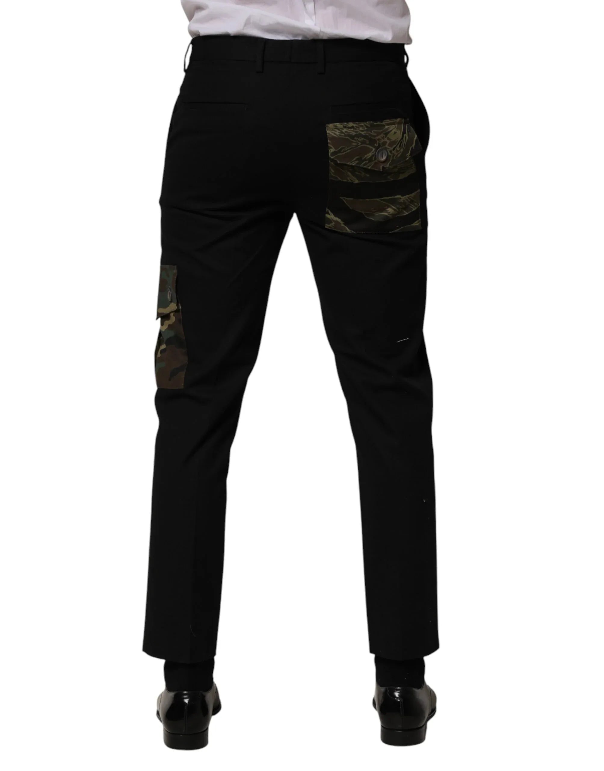 Dolce & Gabbana Black Cotton Skinny Dress Cargo Trouser Pants - Zeiniez