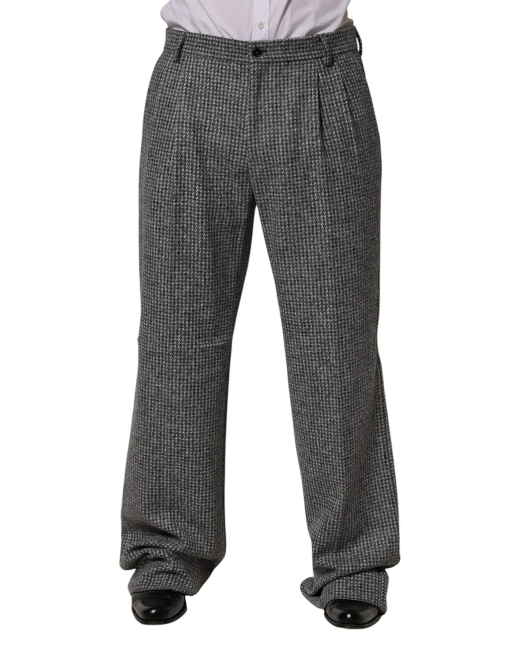 Dolce & Gabbana Gray Houndstooth Straight Dress Trouser Pants - Zeiniez