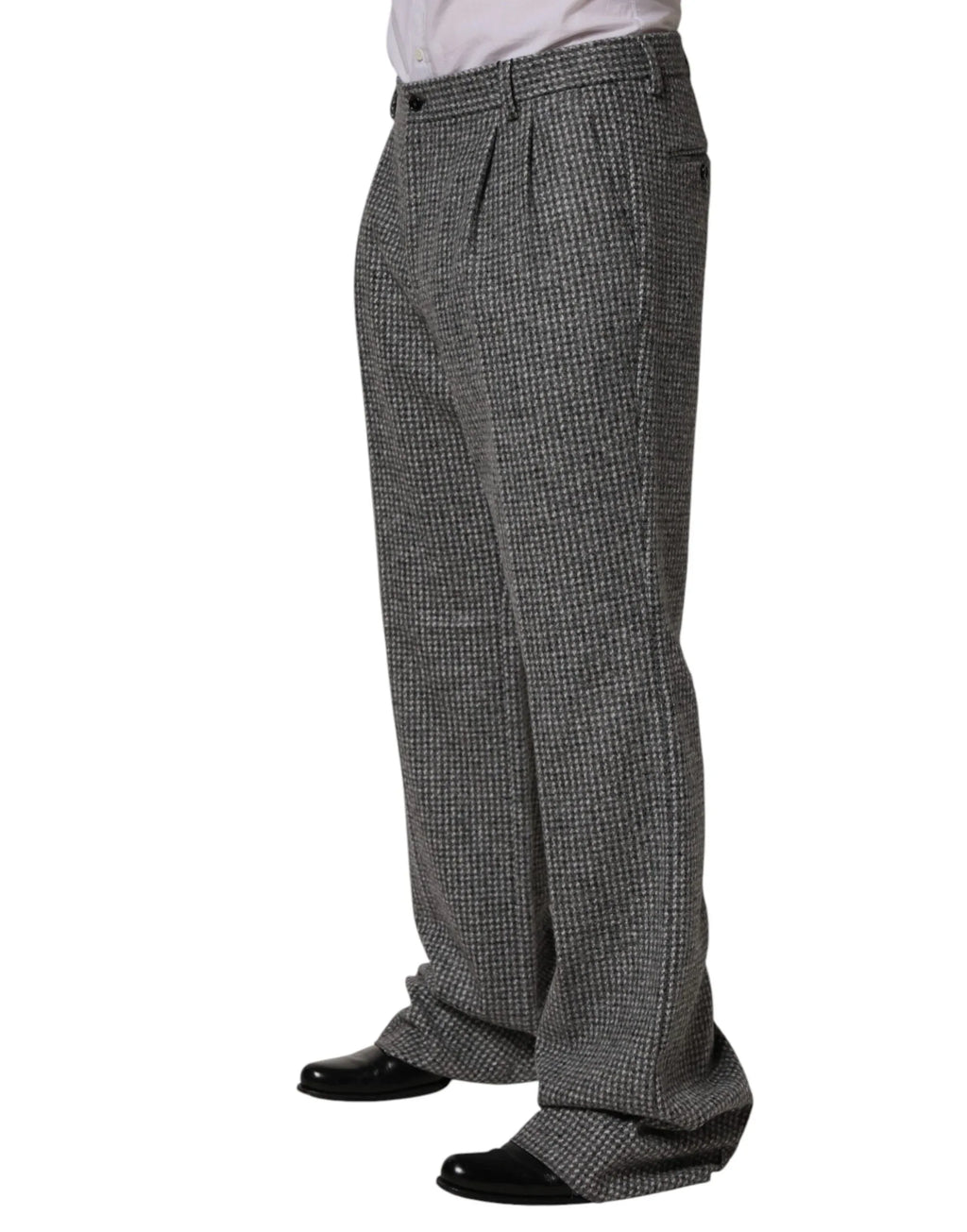 Dolce & Gabbana Gray Houndstooth Straight Dress Trouser Pants - Zeiniez