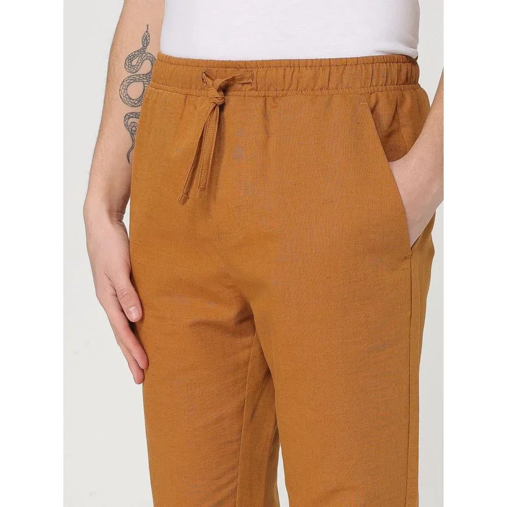 Colmar Brown Cotton And Linen Pants - Zeiniez