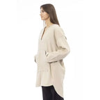 Alpha Studio Beige Wool Hoodie - Zeiniez