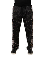 Dolce & Gabbana Black Floral Straight-Leg Chino Trouser Pants - Zeiniez