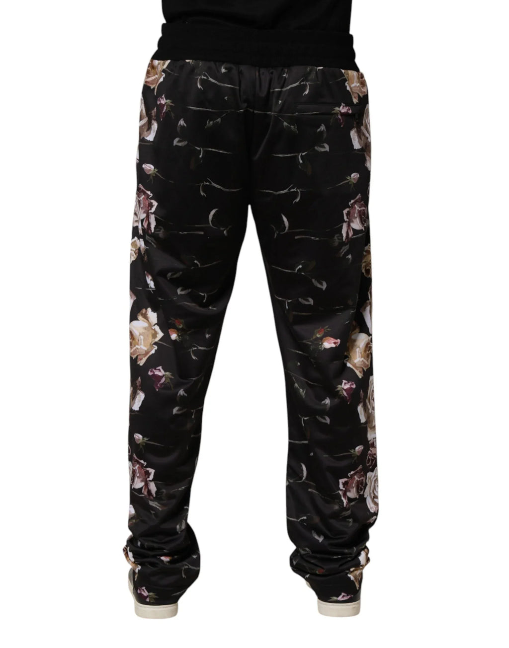 Dolce & Gabbana Black Floral Straight-Leg Chino Trouser Pants - Zeiniez