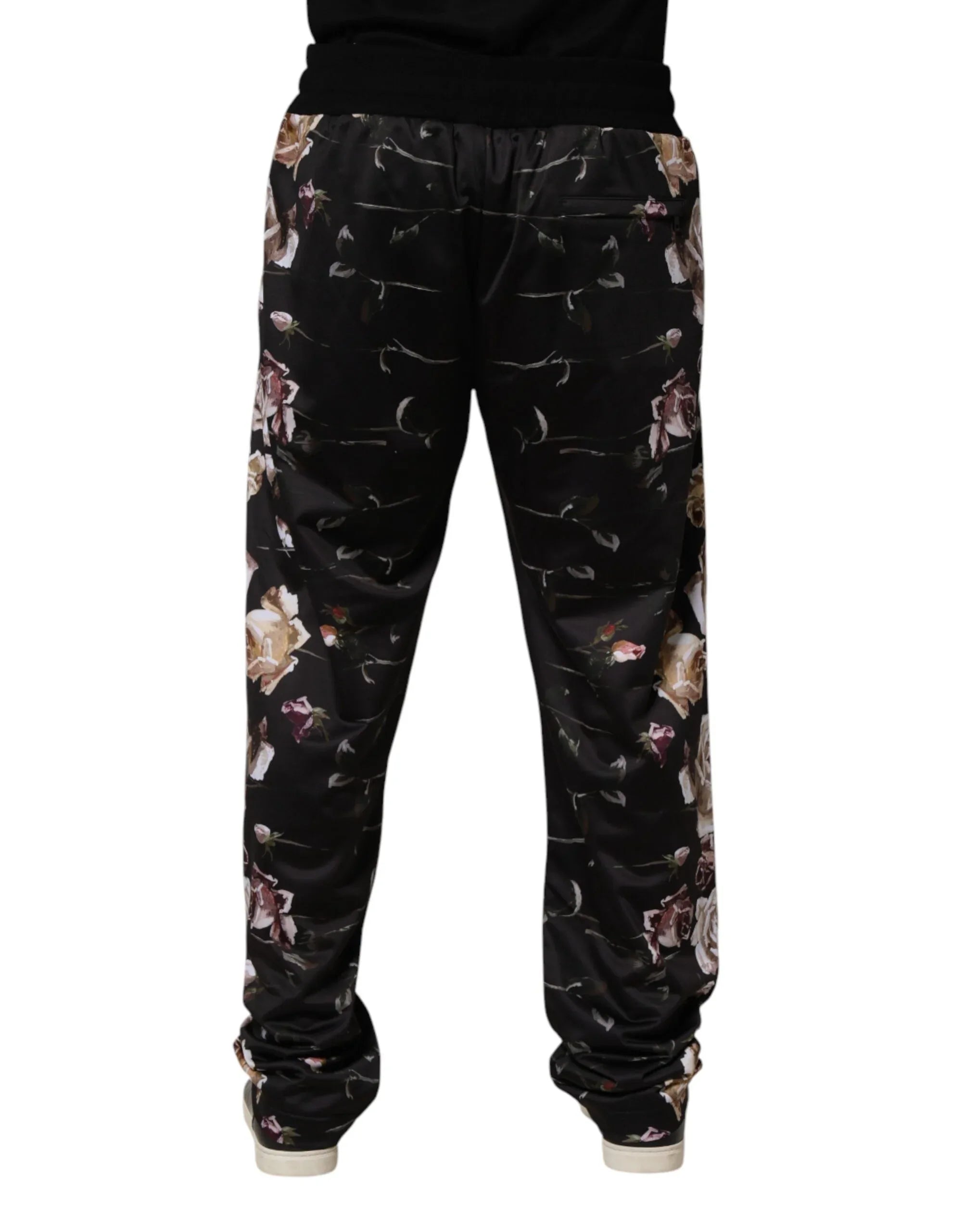 Dolce & Gabbana Black Floral Straight-Leg Chino Trouser Pants - Zeiniez