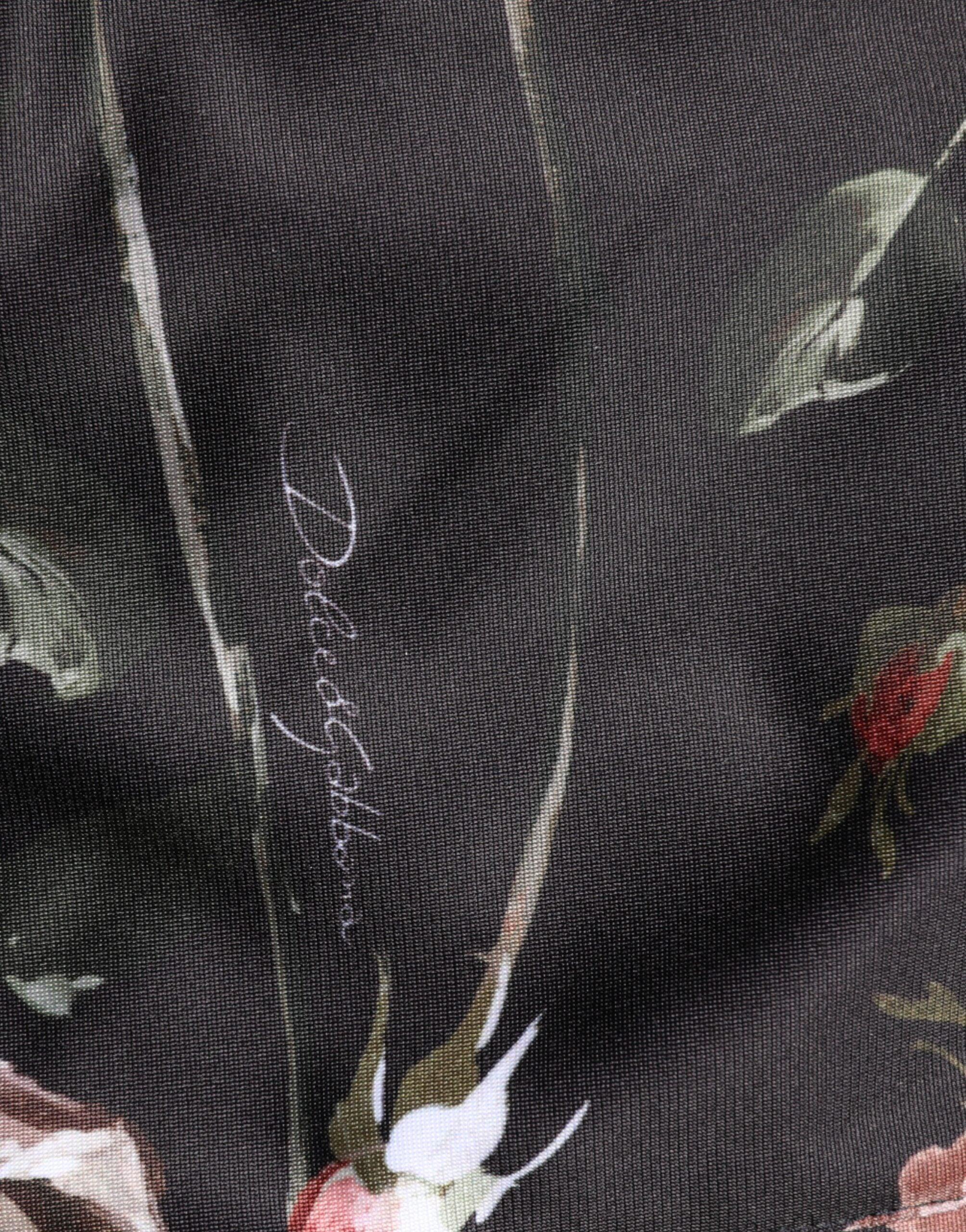 Dolce & Gabbana Black Floral Straight-Leg Chino Trouser Pants - Zeiniez