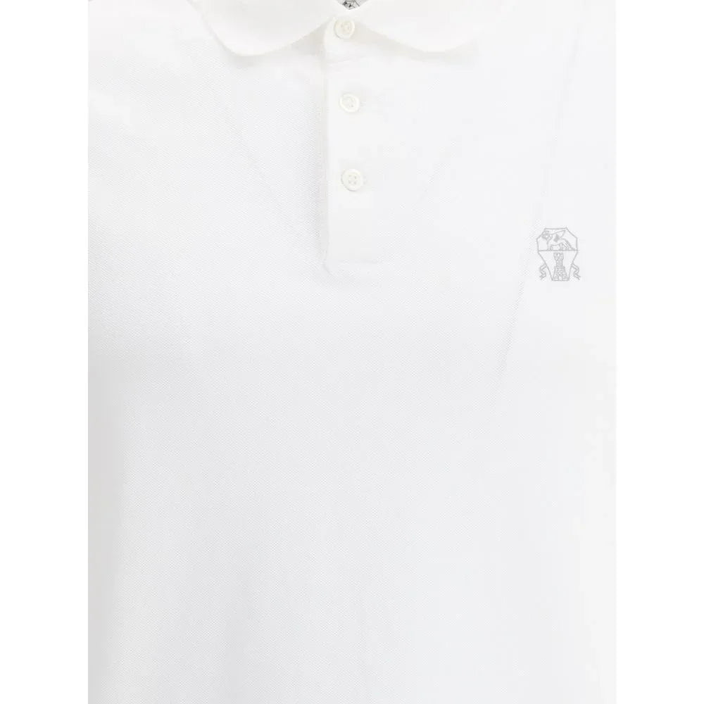 Brunello Cucinelli White Cotton Polo Shirt - Zeiniez