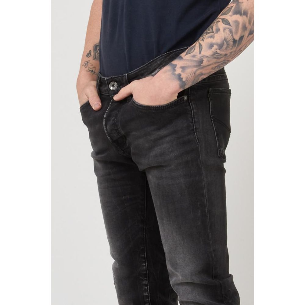 Gas Black Cotton Slim Fit Jeans