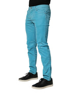 Dolce & Gabbana Blue Cotton Skinny Men Denim Trouser Jeans - Zeiniez