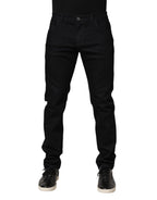 Dolce & Gabbana Black Floral Cotton Skinny Men Denim Jeans
