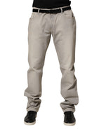 Dolce & Gabbana Light Gray Cotton Straight Denim Trouser Jeans