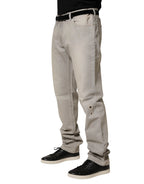 Dolce & Gabbana Light Gray Cotton Straight Denim Trouser Jeans - Zeiniez