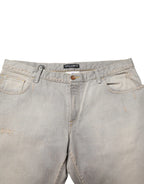 Dolce & Gabbana Light Gray Cotton Straight Denim Trouser Jeans - Zeiniez