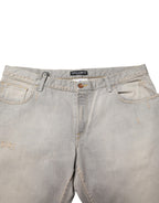 Dolce & Gabbana Light Gray Cotton Straight Denim Trouser Jeans