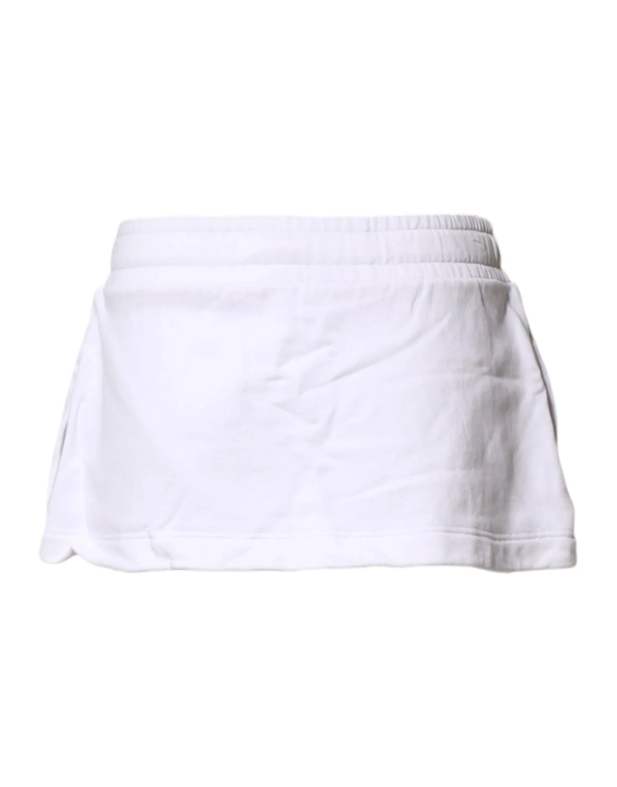 Dolce & Gabbana White Cotton Blend Mid Waist A-line Mini Skirt - Zeiniez